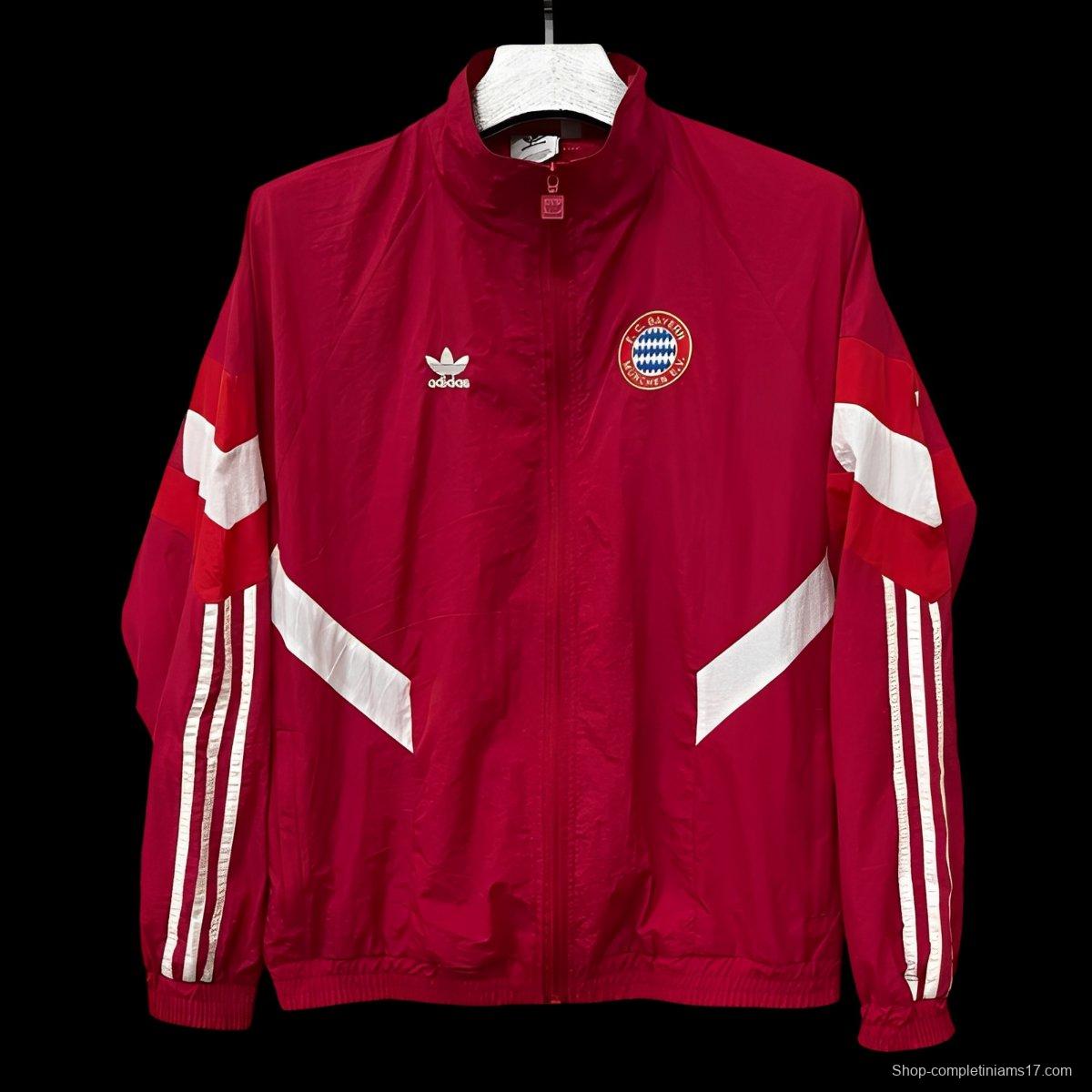 25/26 Bayern Munich Red Full Zipper Windbreaker