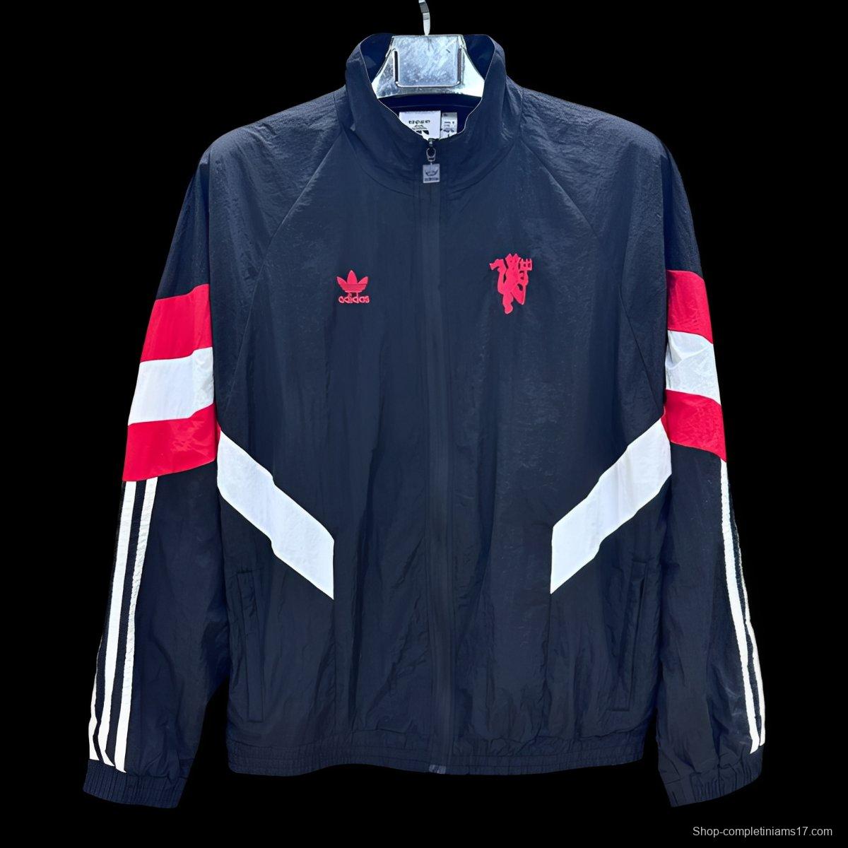 25/26 Manchester United Navy Full Zipper Windbreaker