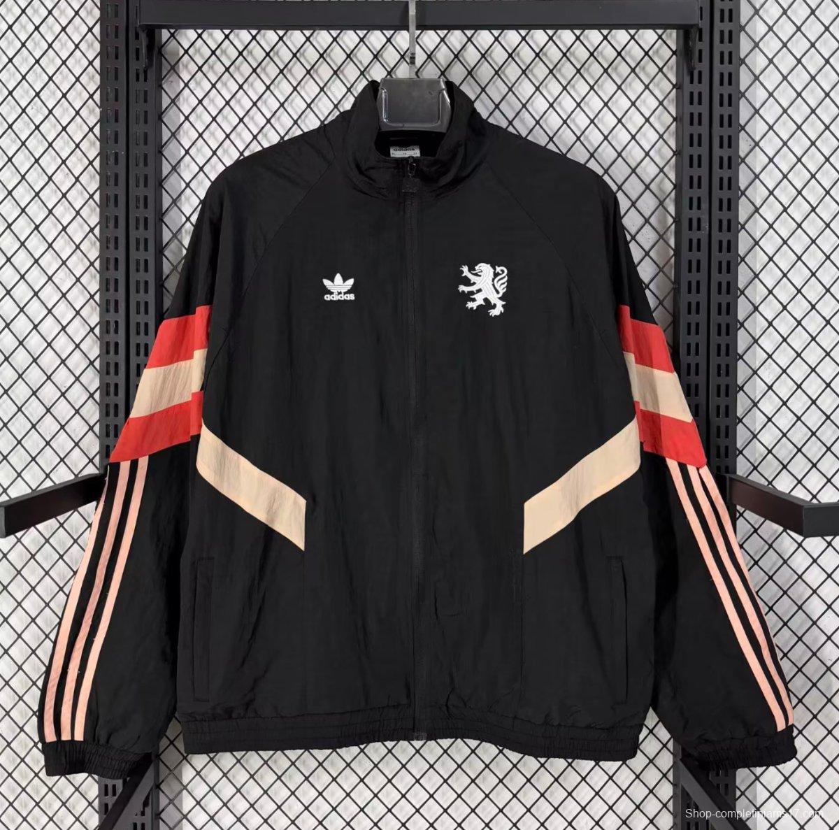 25/26 Manchester United Black/White Full Zipper Windbreaker