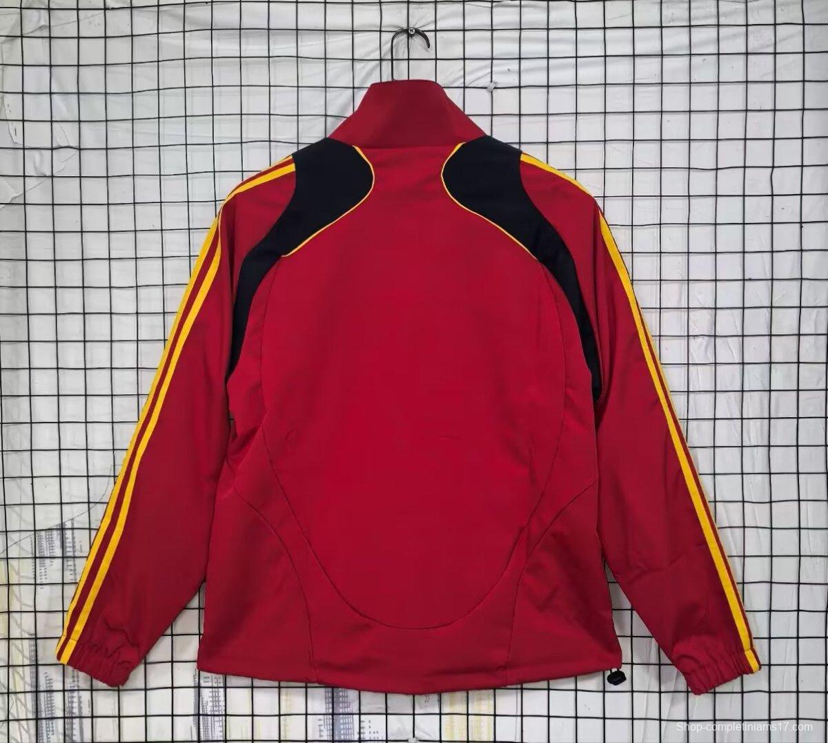 2026 Spain Vintage Adidas Red Full Zipper Windbreaker