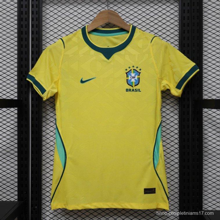 Player Version Women 2026  Brazil Yellow with Green Home Jersey