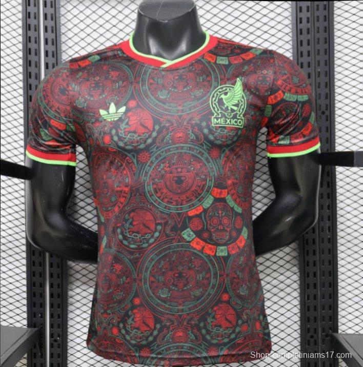 Player Version 2026 Mexico  Black with Aztec Calendar & Day of the Dead Special Edition Jersey