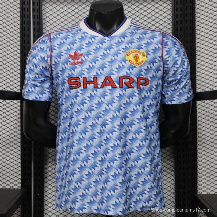 Player Version 26/27  Manchester United Away Blue Vintage Remake   Jersey