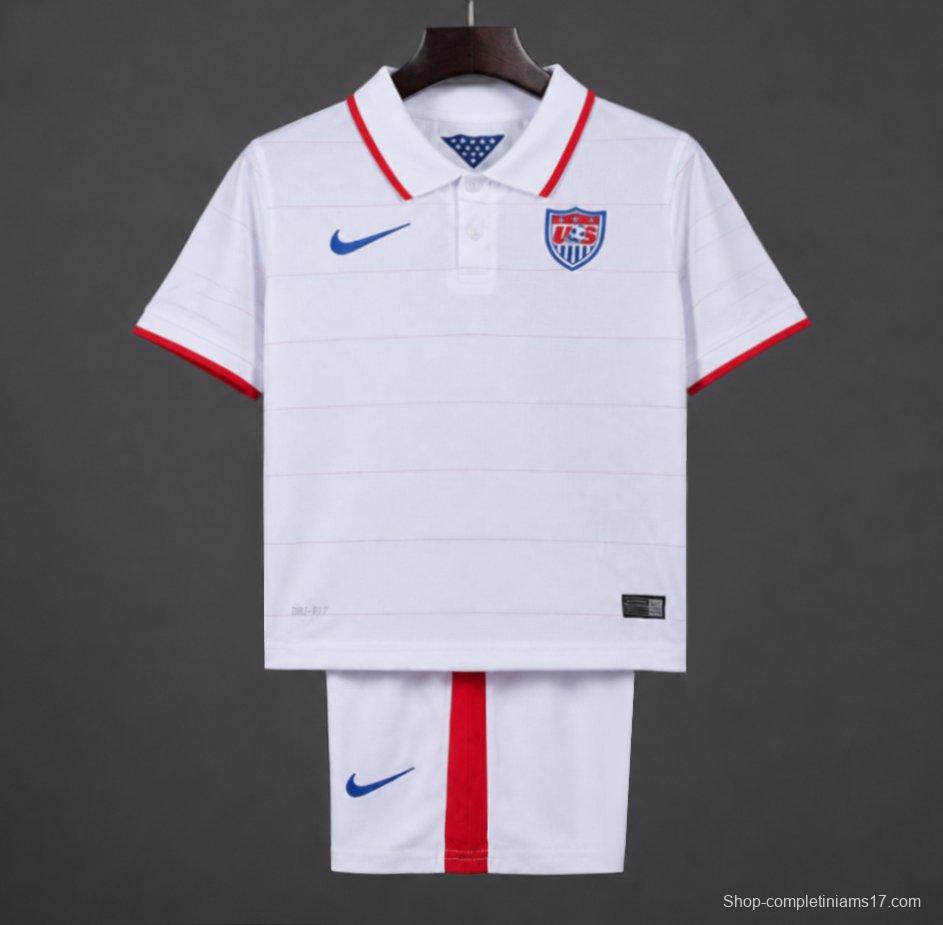 Retro 2014 Kids USA White Home Jersey