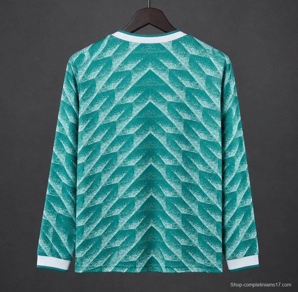 Retro 1990 West Germany Green Long Sleeve Away Jersey