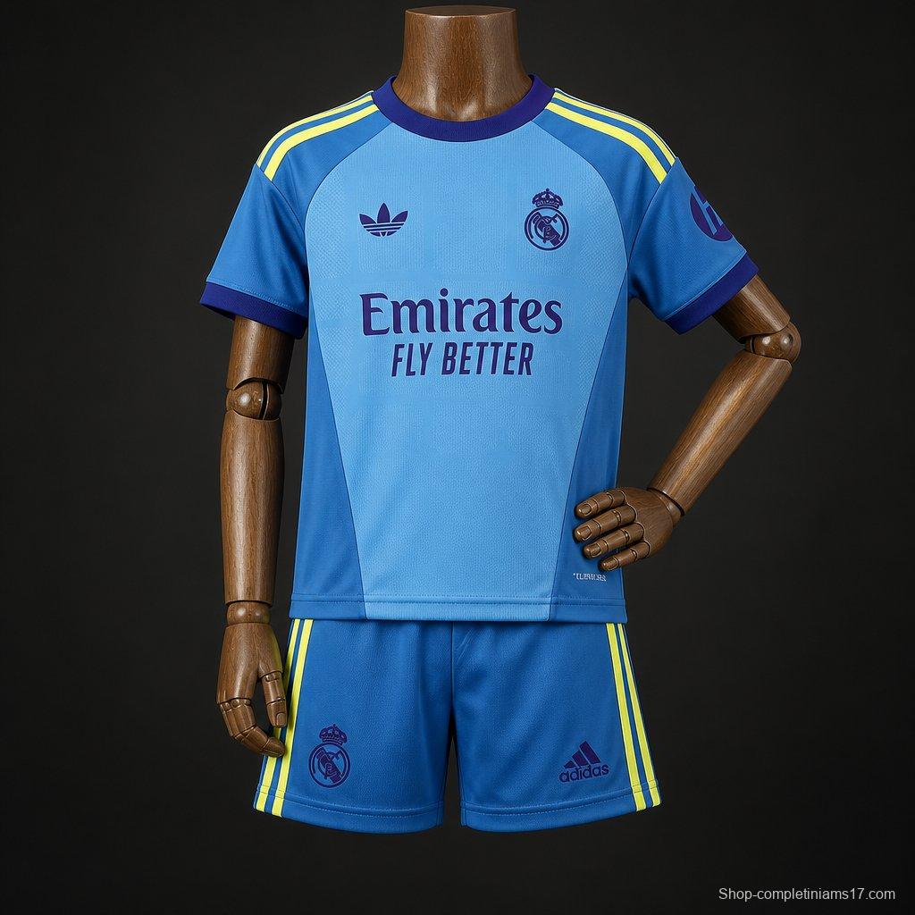 26/27 Kids Real Madrid Goalkeeper Away  Blue Jersey