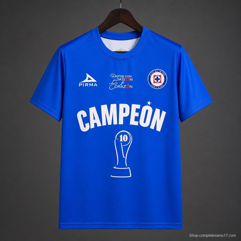 26/27 Cruz Azul La Decima Celebrates MX Championship Victory Blue  Jersey