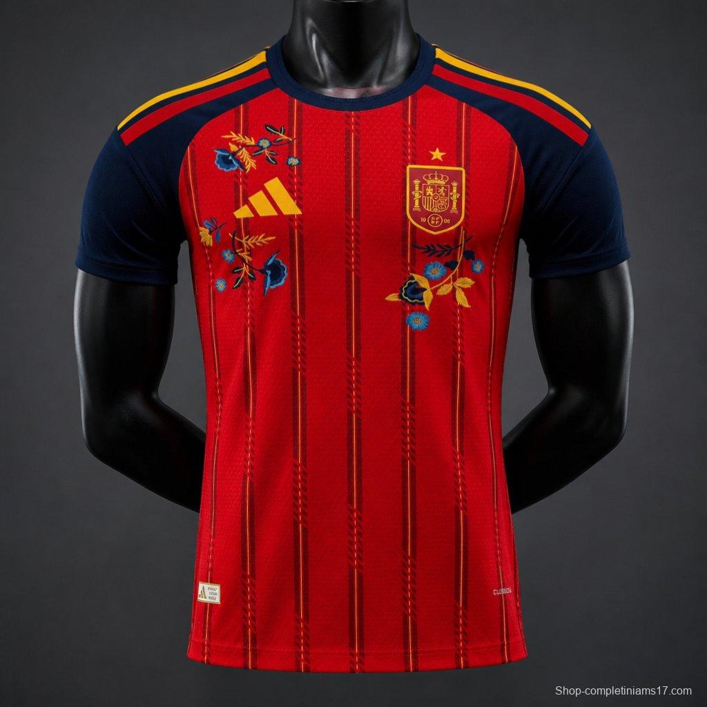 Player Version 2026 Spain Home "Floral Edition" Off White Special Jersey