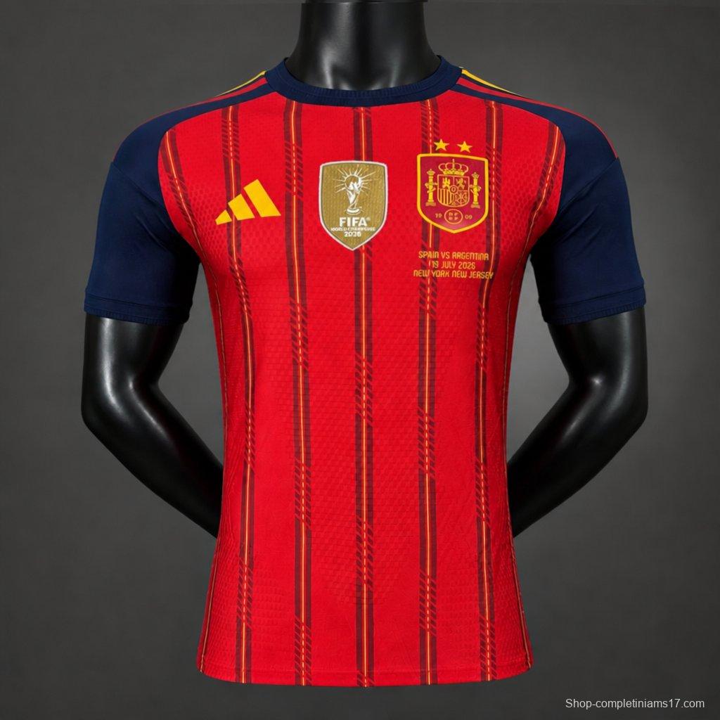 2 Star Player Version 2026 Spain Home Jersey With Champion Patch