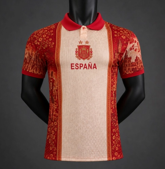 Player Version 2026 Spain National Team Away Heritage Pattern Jersey