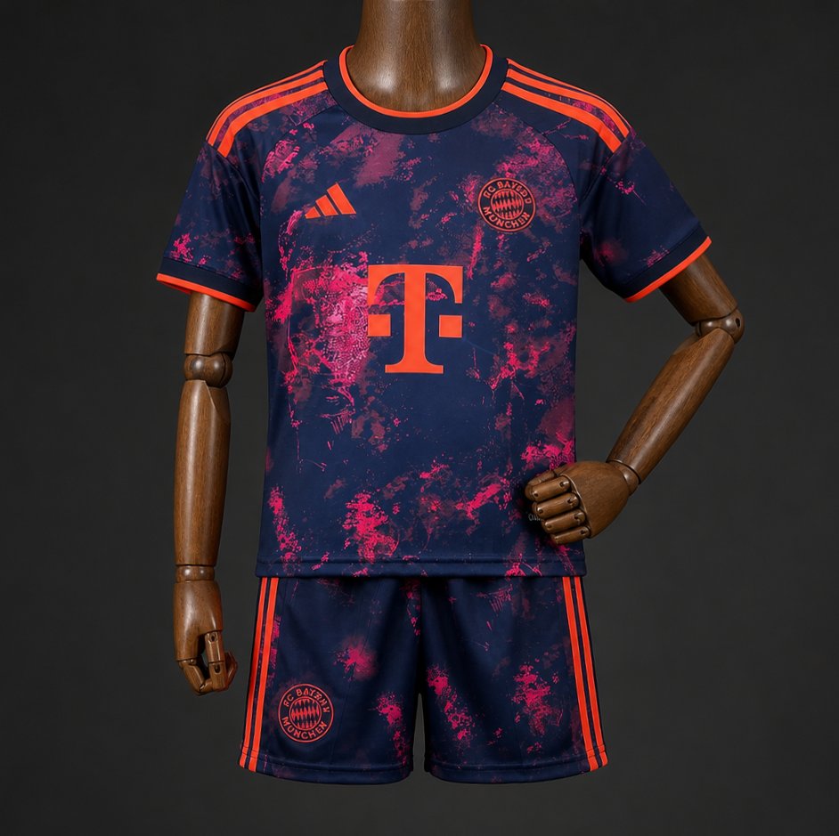 26/27 Kids Bayern Munich Third Dark Blue Pink Kits Jersey