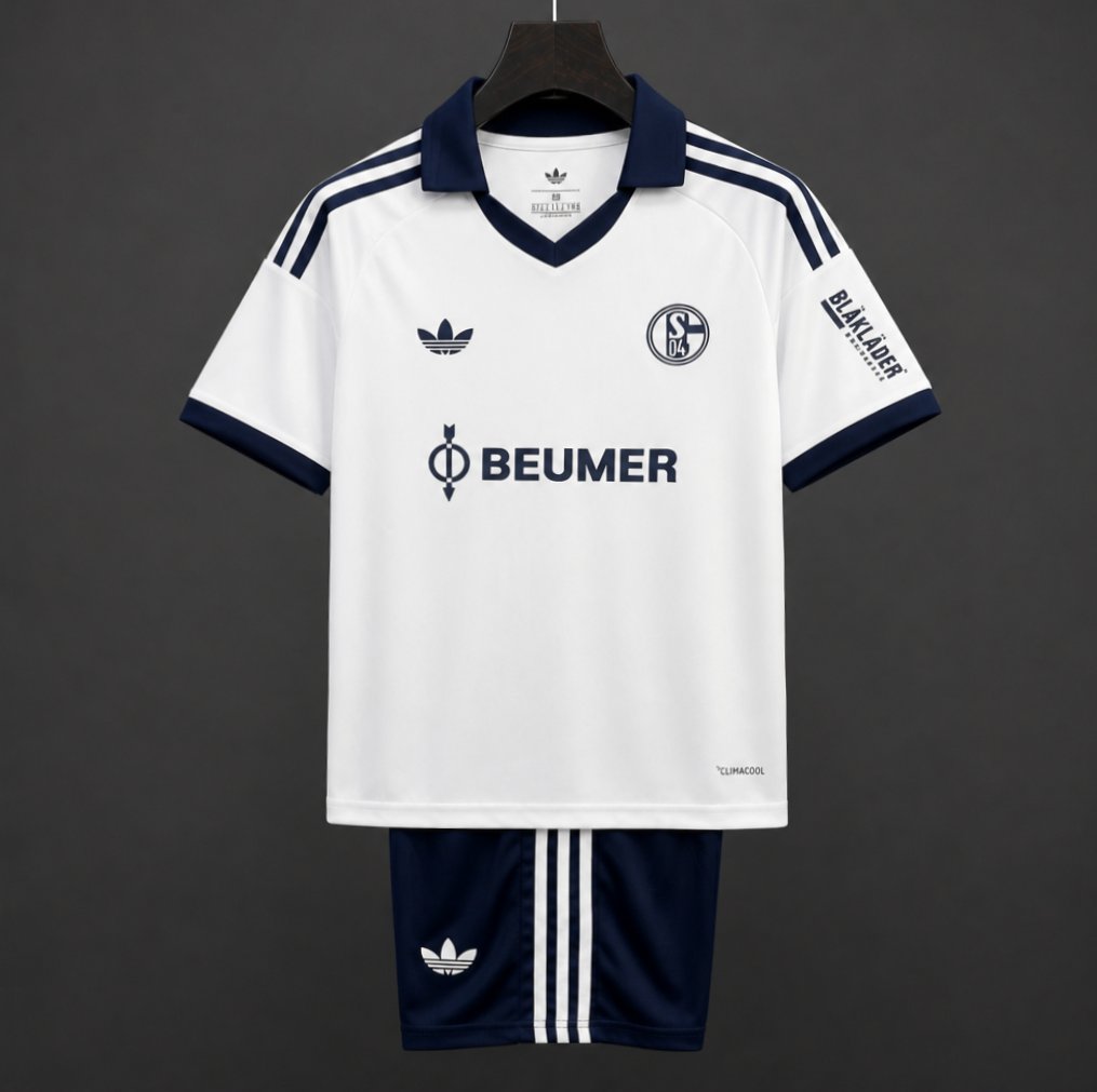 26/27 Kids Schalke 04 Away  White Kits Jersey